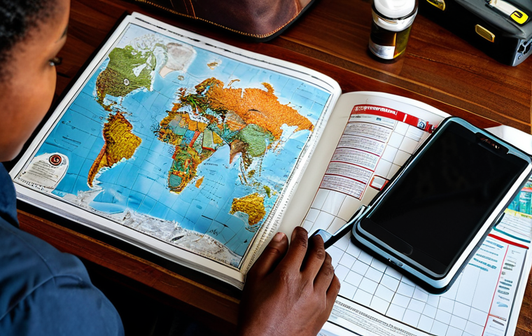 Preparing for the Trip**

"A traveler in their home, consulting a map of Swaziland and a vaccination record, fully clothed in casual attire, surrounded by travel guides and a first-aid kit. Safe for work, appropriate content, professional and informative, perfect anatomy, natural pose, high-quality rendering, well-formed hands."

**