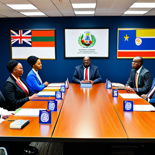**

"A group of SADC delegates, including a Swazi representative, fully clothed in professional attire, discussing regional economic cooperation at a conference table. The setting is a modern conference room with flags of member states in the background, appropriate content, safe for work, professional environment, perfect anatomy, natural proportions."

**