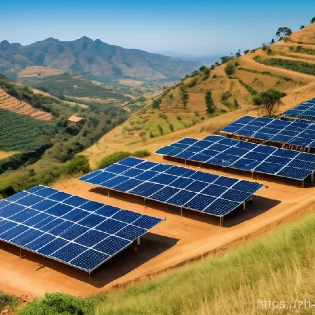 에스와티니의 전력 공급 상황 - **Prompt:** A vibrant, panoramic view of Eswatini's sun-drenched landscape, illustrating its commitm...